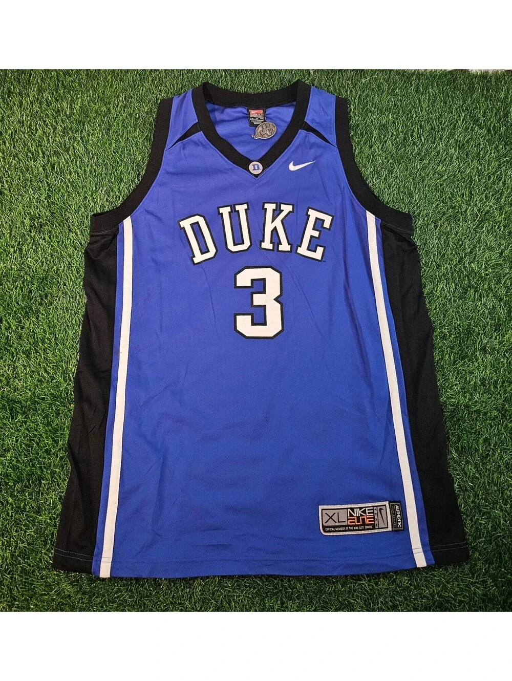 Vintage 2000s Nike Elite Duke #3 Basketball Jersey XL Blue Black White